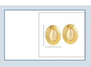 Macro view of 18K gold plated titanium earrings with oval white natural stone