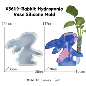 Detailed dimensions of Easter bunny silicone mold for hydroponic vase and resin crafts