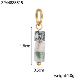 Detailed view of 1.8cm stone bead pendant with dimensions and 1.0g weight specs