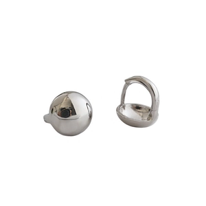Sleek silver sphere stud earrings with a minimalist 3D round ball design for women