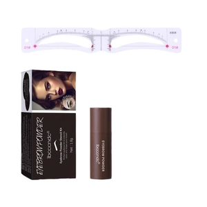 Professional eyebrow powder stamp kit with stencil for natural brow shaping in dark brown