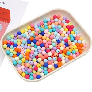 Colorful matte acrylic round beads for DIY jewelry making in assorted macaron colors