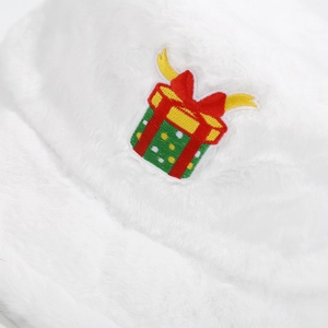 Cappello da pescatore in peluche bianco con ricamo regalo di Natale verde inverno