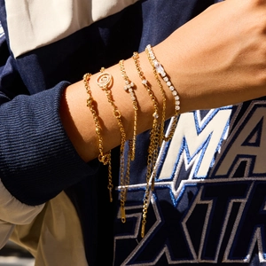 Ensemble de bracelets en acier inoxydable doré 18K avec croix en zircon et œil protecteur