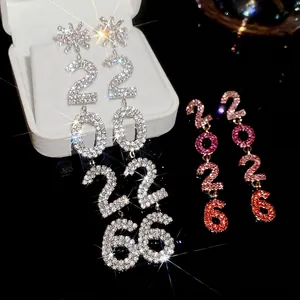 Boucles d'oreilles pendantes 2026 avec strass étincelants en argent et dégradé coloré