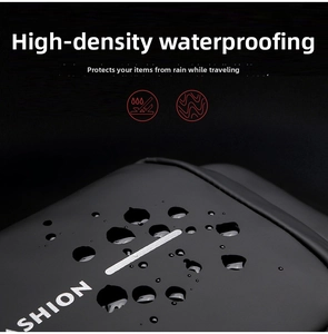 Detail of high-density waterproof matte fabric with water droplets on the crossbody bag