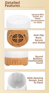 Macro details of mini mist humidifier with anti-slip base and 1H/3H timer control