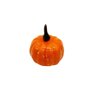 5cm artificial mini pumpkin prop in bright orange with yellow specks on white background