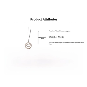 Detailed view of triple-ring crystal pendant necklace with alloy and rhinestone specifications