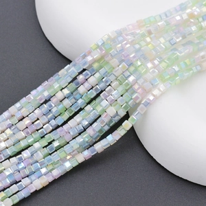2mm square crystal glass beads in macaron iridescent colors for DIY jewelry making