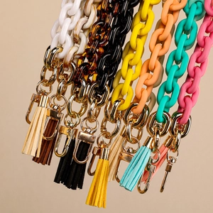 Mode Acryl Dikke Schakelketting Sleutelhanger Met Kwastje En Metalen Kreeftensluiting Voor Tas DIY Accessoire