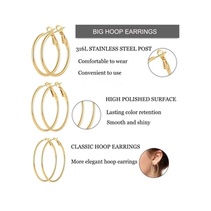 Minimalist large gold hoop earrings in 316L stainless steel with high polished surface