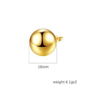 Boucles d'oreilles boules creuses 18mm plaquées or 18K en acier inoxydable poli