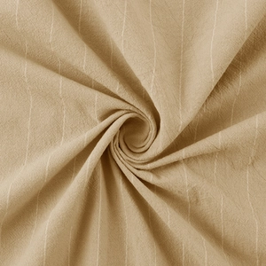 Macro detail of khaki vertical striped cotton linen fabric texture and soft material weave