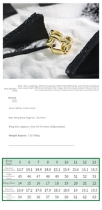 Detailed size guide for S925 silver hollow chain ring with diameter measurements