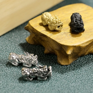 Stainless steel Pi Xiu charms in gold, silver, and black for lucky bracelet jewelry making