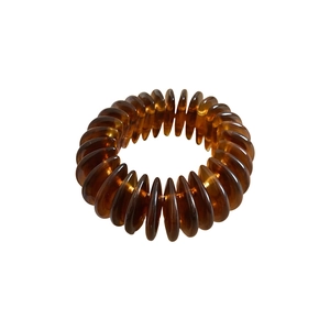 Minimalist amber acrylic beaded stretch bracelet with translucent round resin discs