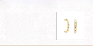 Detailed specification card for C-shaped 925 sterling silver pearl earrings with size details