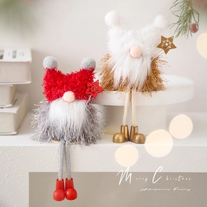 Christmas Gnomes Plush Decorations Swedish Tomte Long Legs Sitting Shelf Sitter Desktop Ornaments Festive Party Decor