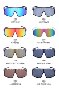 Detailed catalog showing eight color variants of 1998 sporty cycling sunglasses