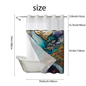 Detaillierte Größentabelle für wasserdichten Duschvorhang mit Marmormuster 180x188 cm