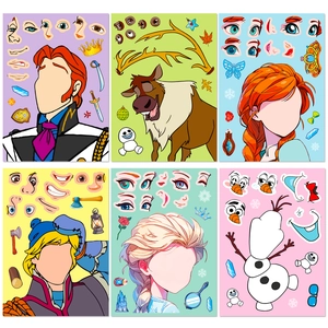 DIY Frozen cartoon character stickers 6-pack for kids featuring Elsa and Anna