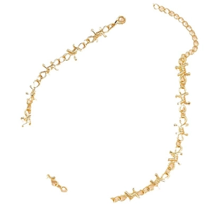 Golden hip-hop barbed wire necklace with lobster clasp in a minimalist punk style