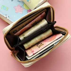 Cartoon Capybara zip wallet for girls featuring large capacity card slots and coin pocket