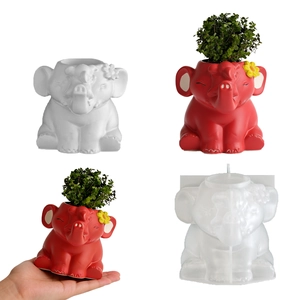 Elephant Shape Silicone Mold For DIY Flower Pot Resin Casting Pen Holder Succulent Planter Cartoon Animal Ornament Tool