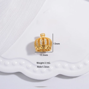 Goldene S925 Silber Kronen-Perlenkappe für DIY-Schmuck mit Größen- und Gewichtsangaben