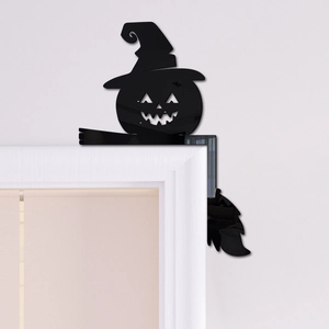 3D Halloween witch and pumpkin acrylic door frame sticker for festive home wall decor