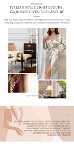 Close-up of luxury silver ice silk robe with elegant green floral patterns and waist tie