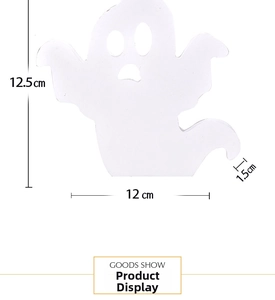 Detailed dimensions of the creative white ghost wooden ornament for Halloween tray decor