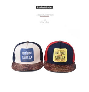 Casquettes de baseball à bord plat avec écussons lettrés et blocs de couleurs contrastées
