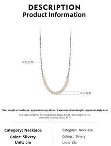 Detail view of pearl splicing necklace featuring 0.5cm pearls and silver chain texture