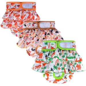 Pet Physiological Pants Reusable Dog Diaper Cute Cartoon Print Breathable Female Dog Sanitary Pants Pet Apparel