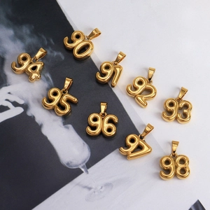 18K gold plated bubble year charms 90 to 98 for custom personalized pendant necklaces