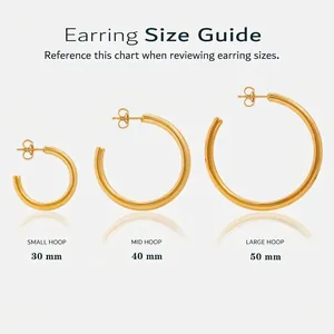 Modern Stainless Steel Gold Silver Hoop Earrings For Women Waterproof Hypoallergenic Rhinestone Geometric Circle Earrings Jewelry Gift