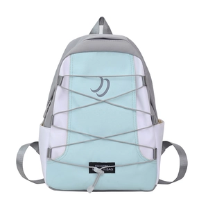 Moderne schoolrugzak met muntgroen en grijs patchwork voor jongens en meisjes