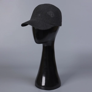 Breathable black mesh baseball cap for men and women showing the sporty texture and curved brim