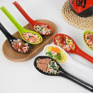 Simulation Ramen Noodle Spoon Artificial Food Model Realistic Miniature PVC Melamine Desktop Kitchen Decor Photography Prop Novelty Gift