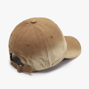 Classic distressed gradient brown baseball cap with adjustable strap and metal buckle
