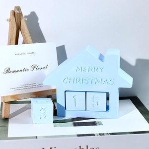 Moule calendrier de l'Avent en silicone bleu avec lettres Merry Christmas en relief