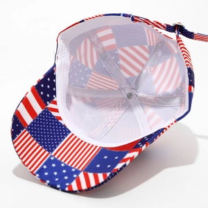 Detailed interior of Union Jack baseball cap showing white lining and adjustable strap