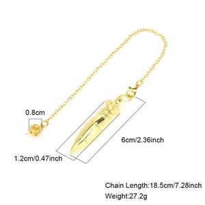 Detailansicht des goldenen 4-lagigen Turm-Pendels mit Kette und Hohlkugel-Ende
