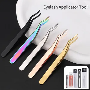 Eyelash Tweezers Stainless Steel Curved False Eyelash Applicator Extension Grafting Tool Makeup Accessory Precision Helper
