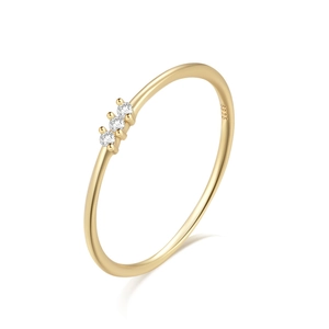 Detailed close-up of S925 hallmark on a minimalist 18K gold plated zircon ring