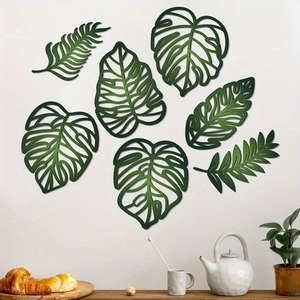 Tropical Leaf Wall Hanging Decor Wooden Hollow Monstera Palm Foliage Art For Living Room Bedroom Modern Home Decoration