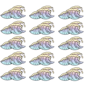 Detail view of 15 pieces of wave embroidery patches with blue and pink gradient colors