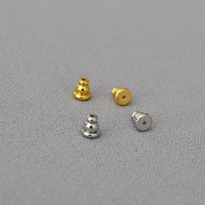 Gold and silver bullet-shaped non-slip silicone ear backings for jewelry making